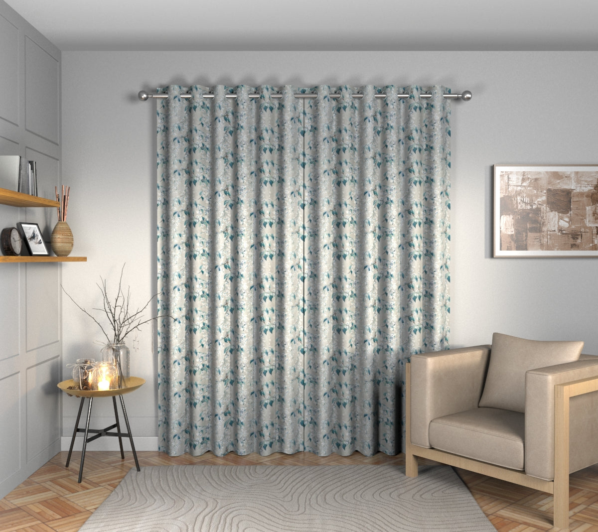 Wisteria Cobalt Eyelets Curtain