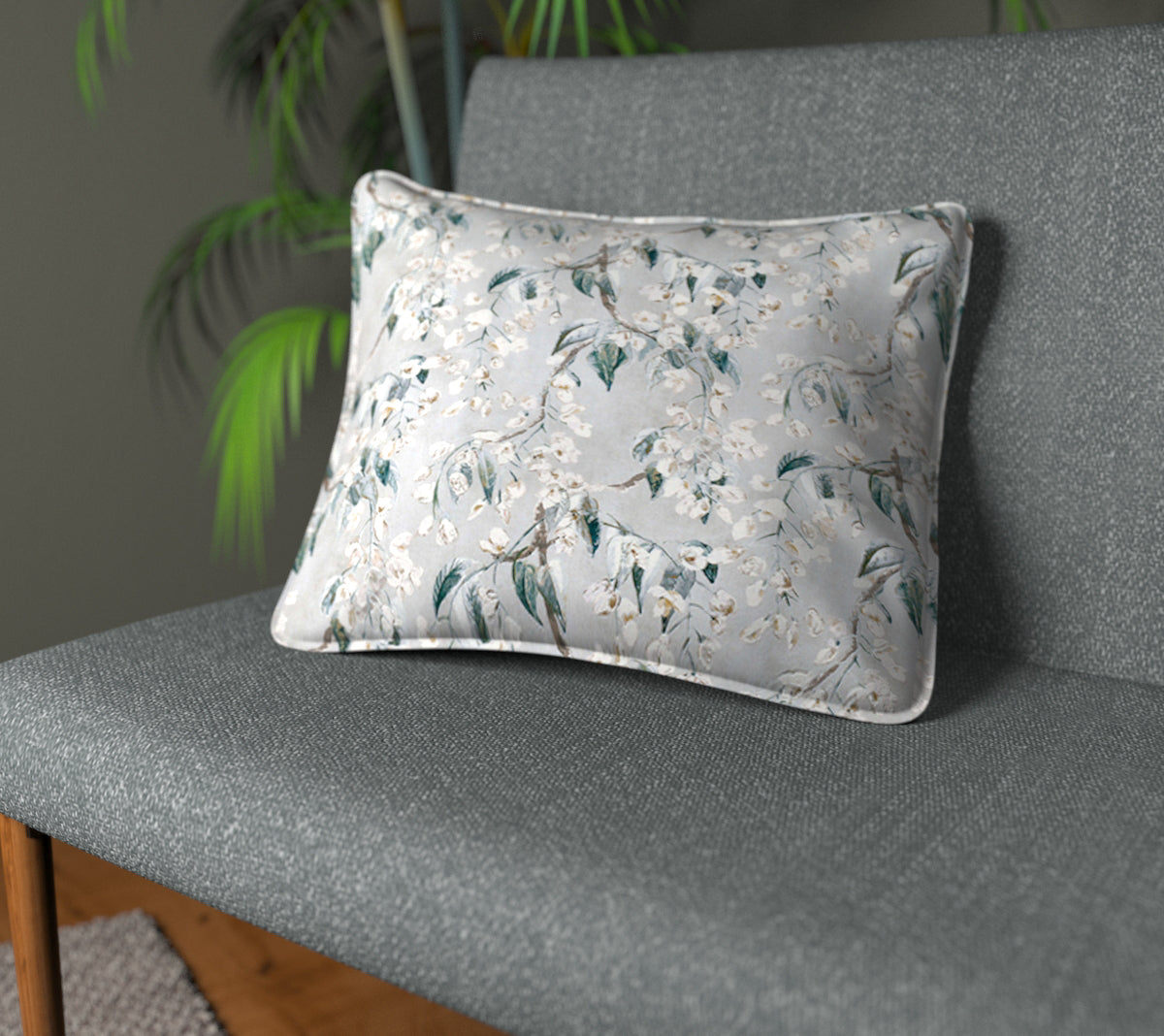 Wisteria Eucalyptus Piped Cushion