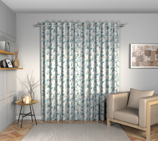 Wild Garden Cobalt Eyelets Curtain