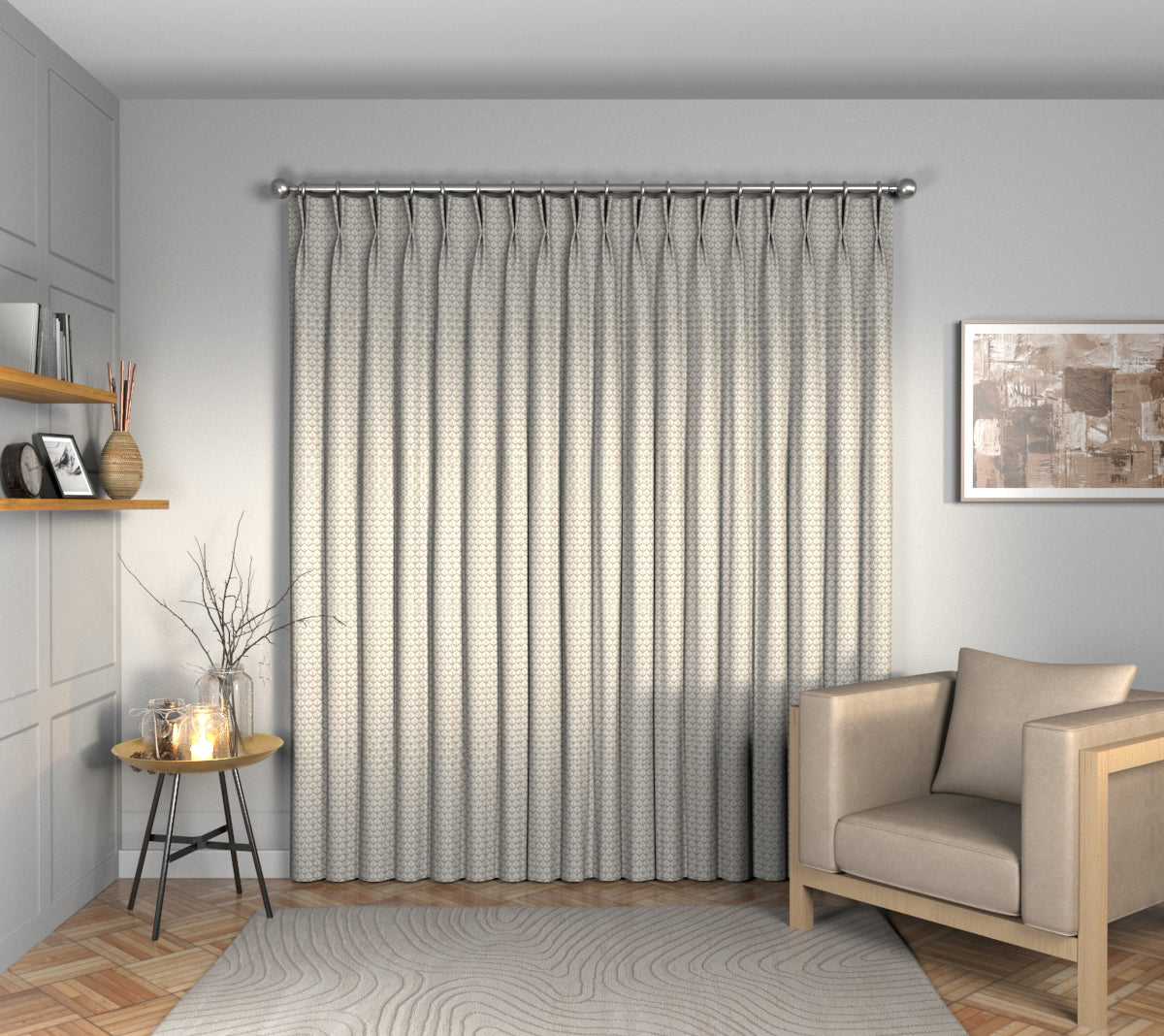 Hennell Stone Double Pleat Curtain