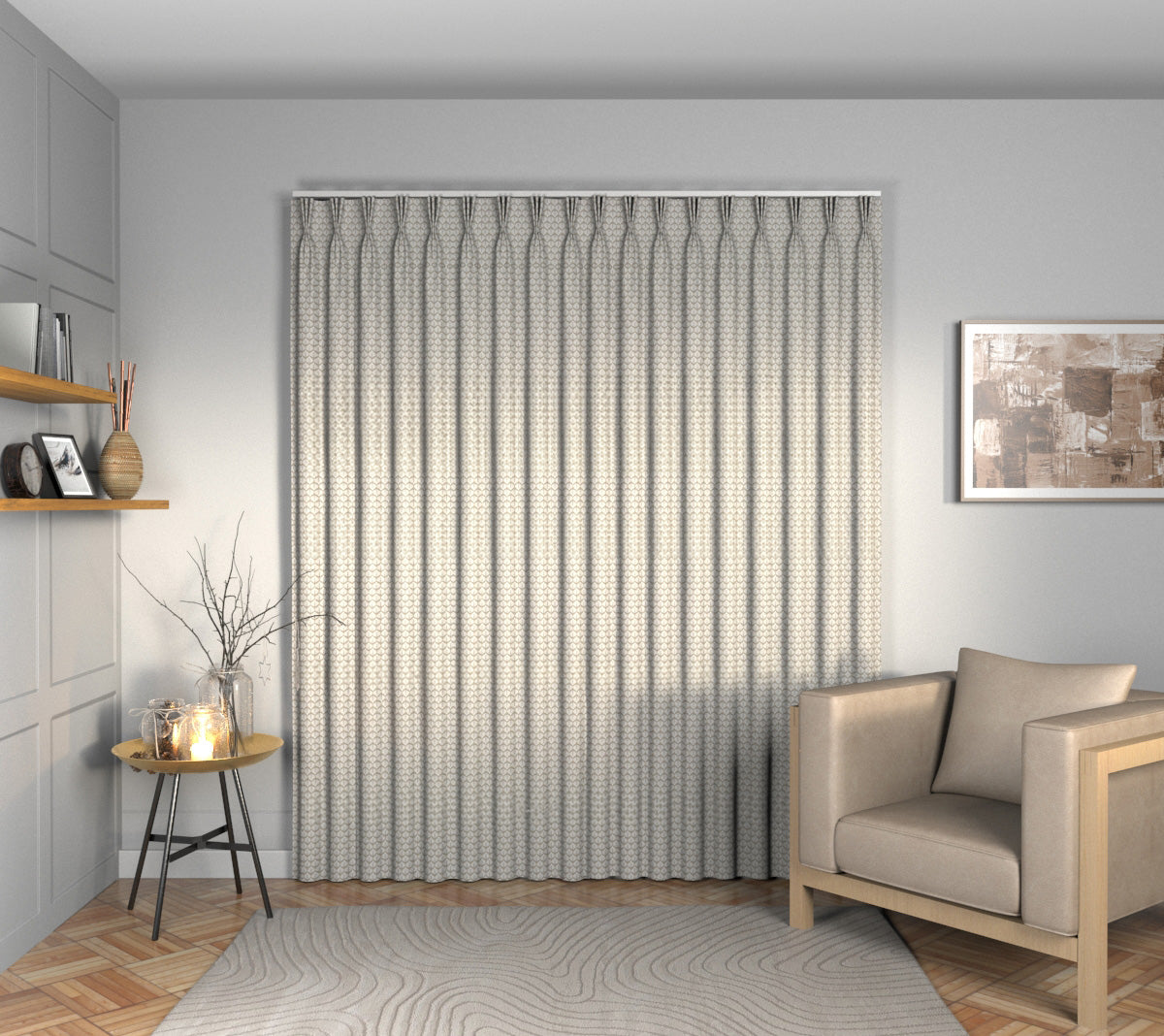 Hennell Stone Triple Pleat Curtain