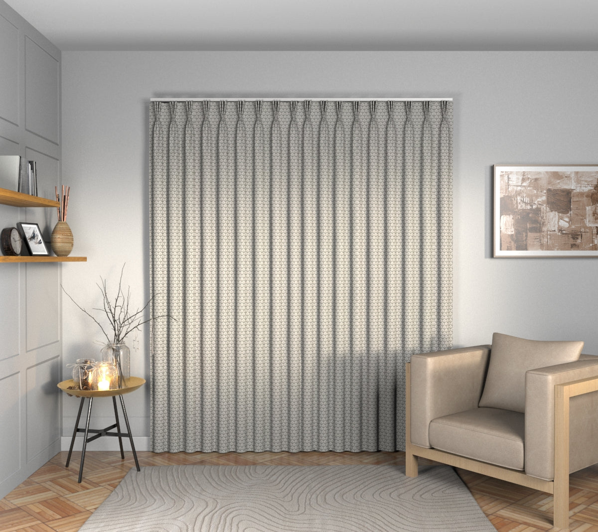 Hennell Turtle Dove Triple Pleat Curtain