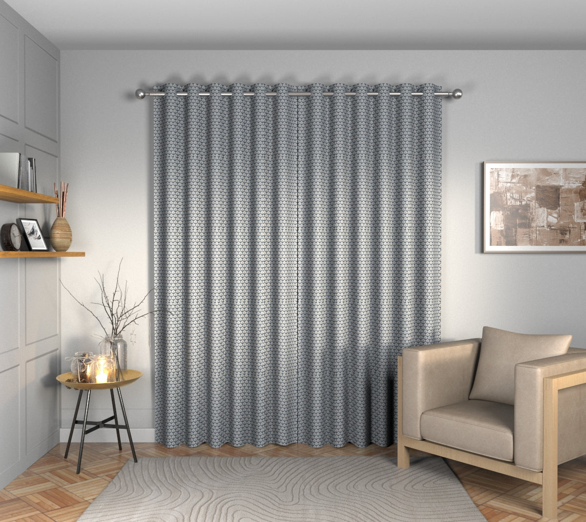 Hennell Buxton Blue Eyelets Curtain