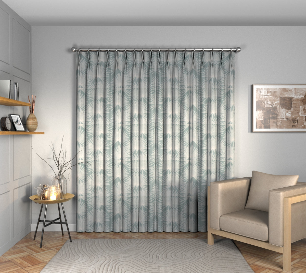 Camansi Duck Egg Double Pleat Curtain
