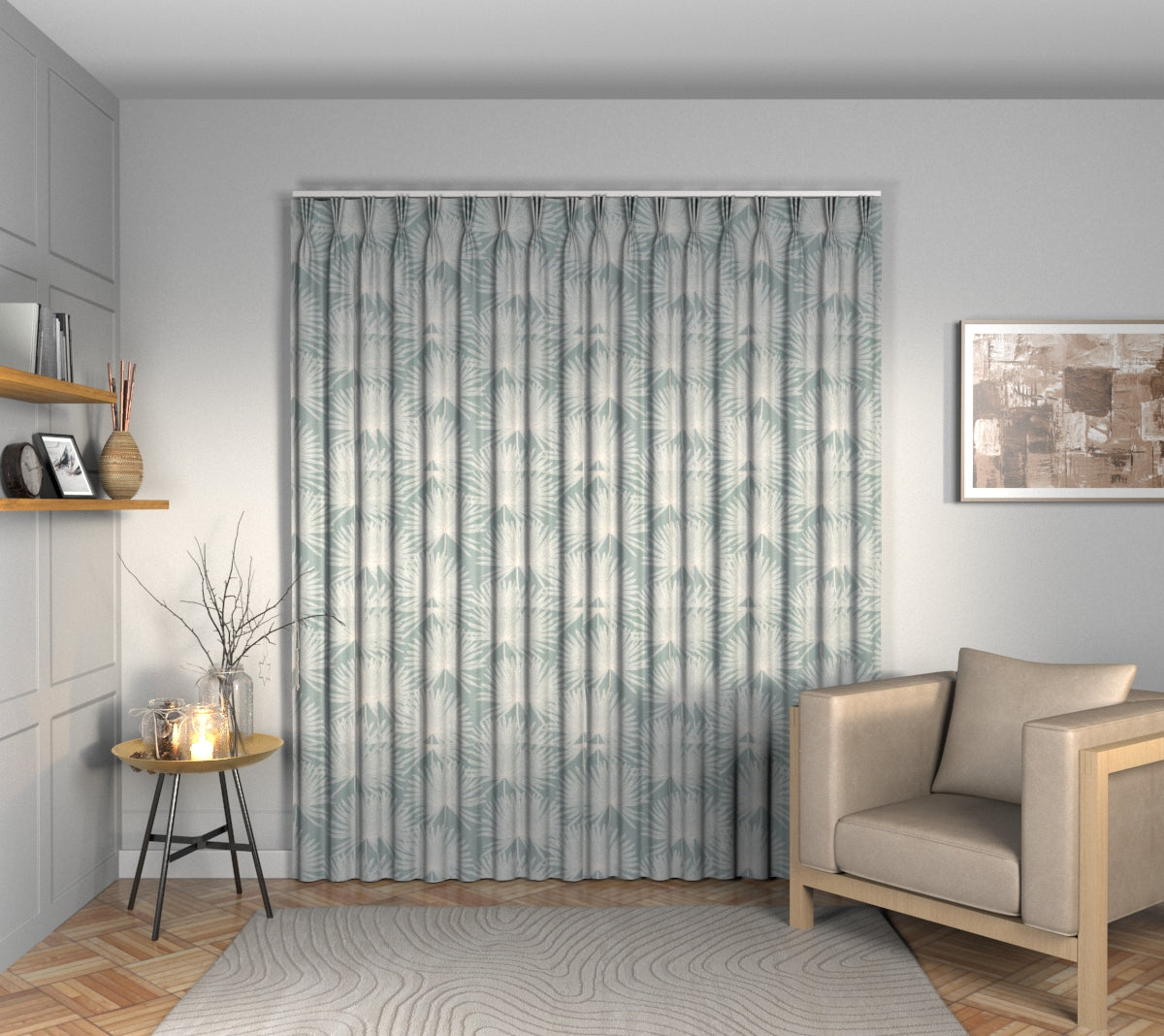 Camansi Duck Egg Triple Pleat Curtain