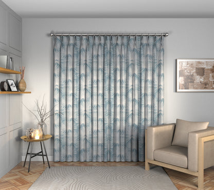 Camansi Smoke Blue Double Pleat Curtain