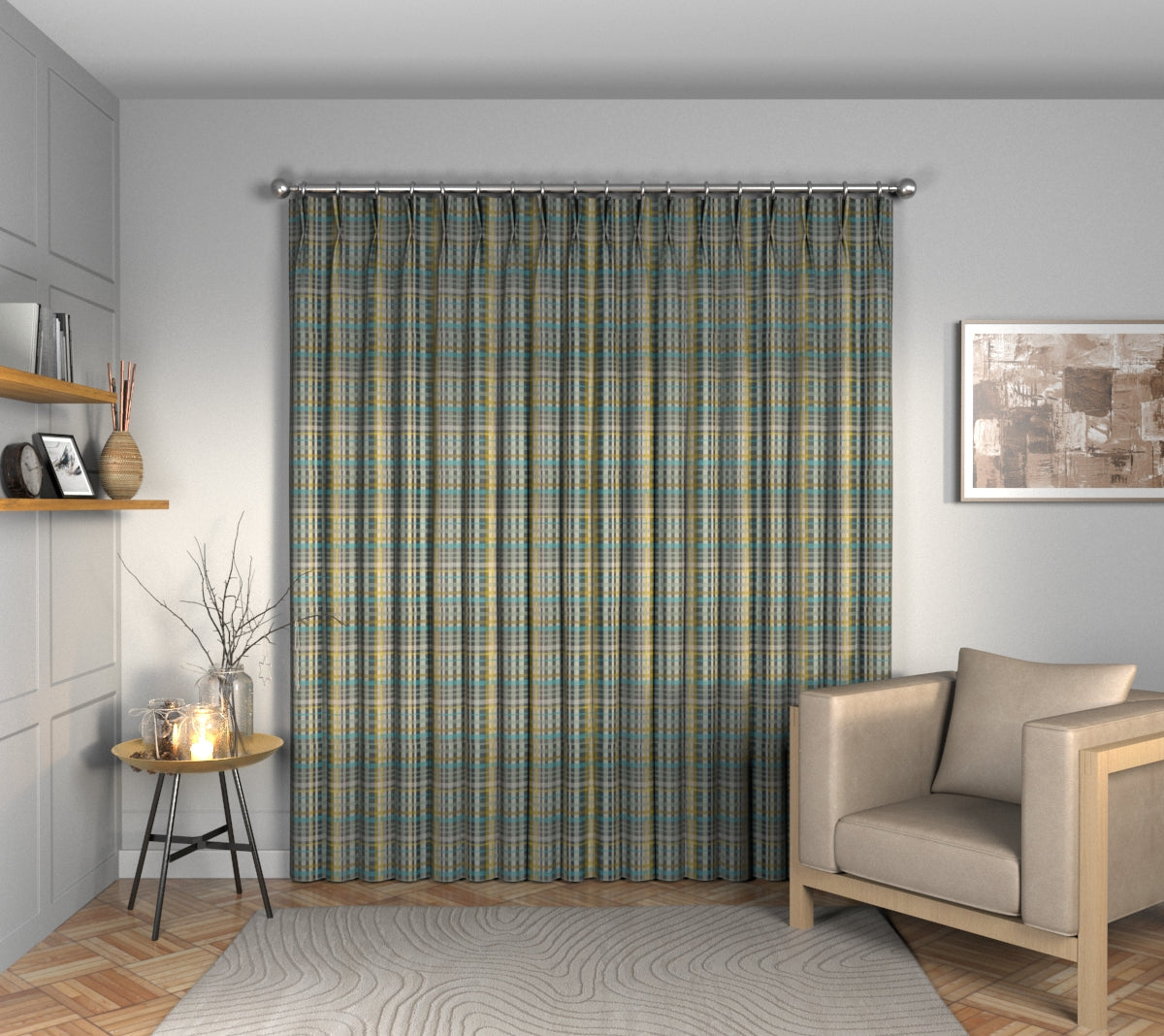 Oxley Pesto Double Pleat Curtain