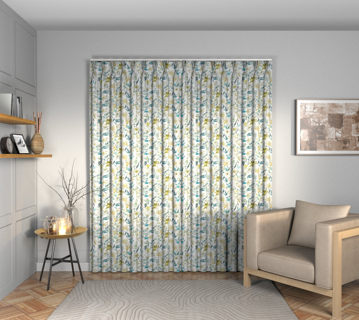 Otelie Kingfisher Triple Pleat Curtain
