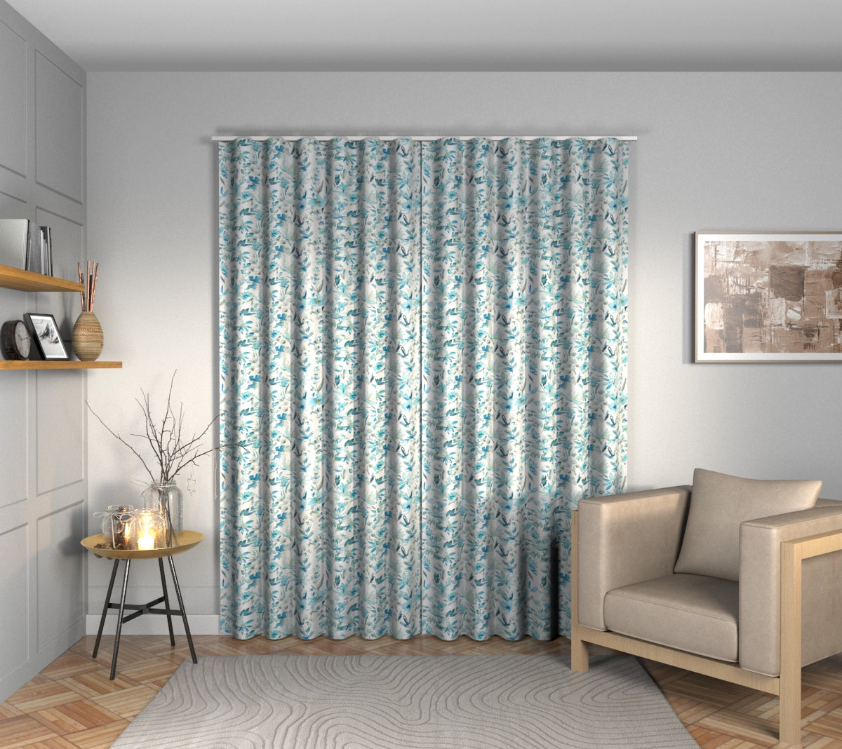 Otelie Cobalt Wave Curtain