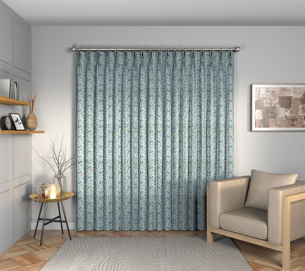 Orrin Kingfisher Double Pleat Curtain