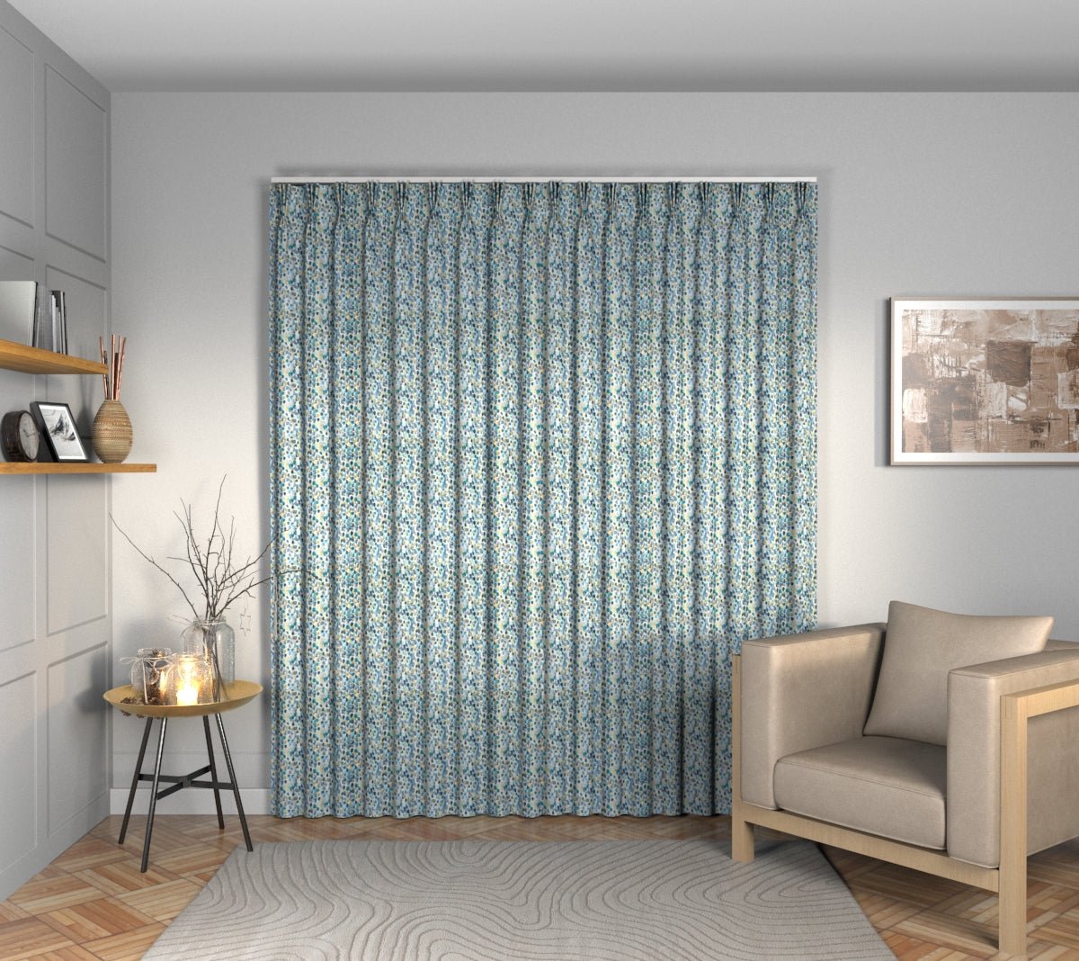 Orrin Kingfisher Triple Pleat Curtain