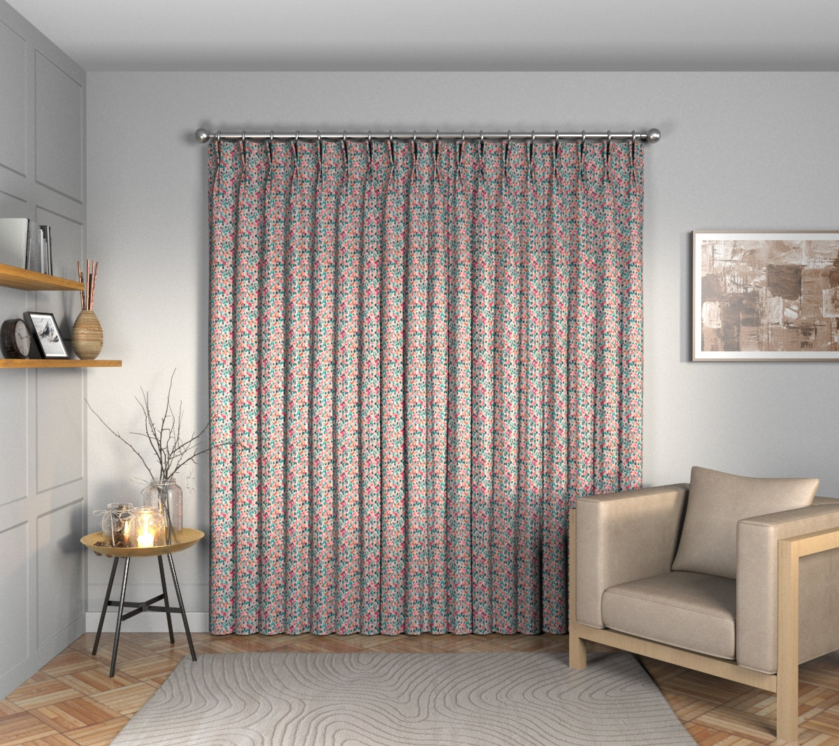 Orrin Pomegranate Double Pleat Curtain