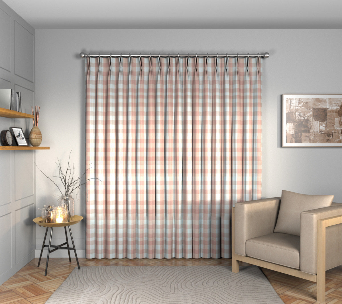 Kemble Rose Quartz Double Pleat Curtain