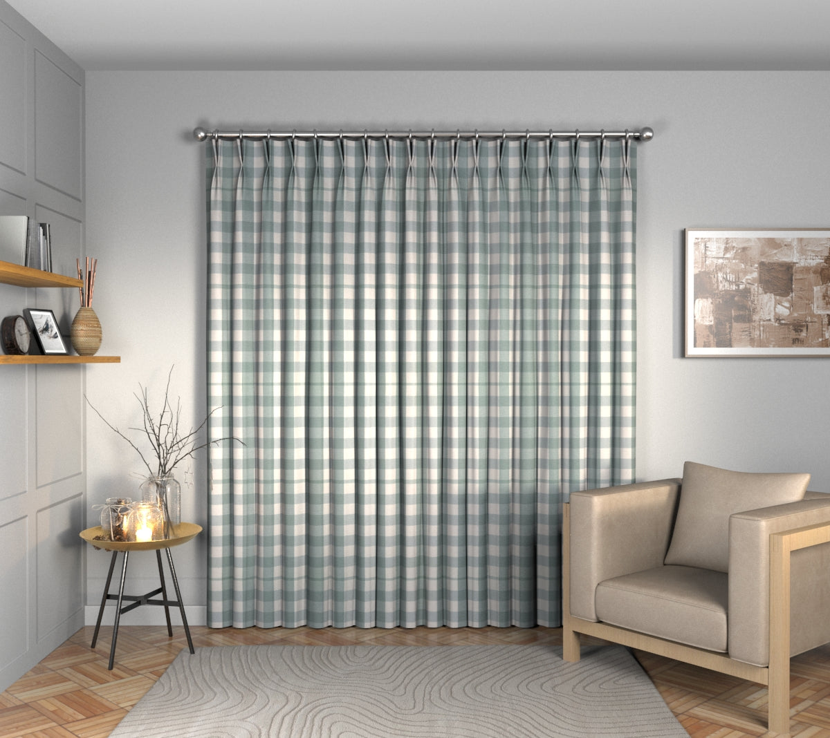 Kemble French Blue Double Pleat Curtain