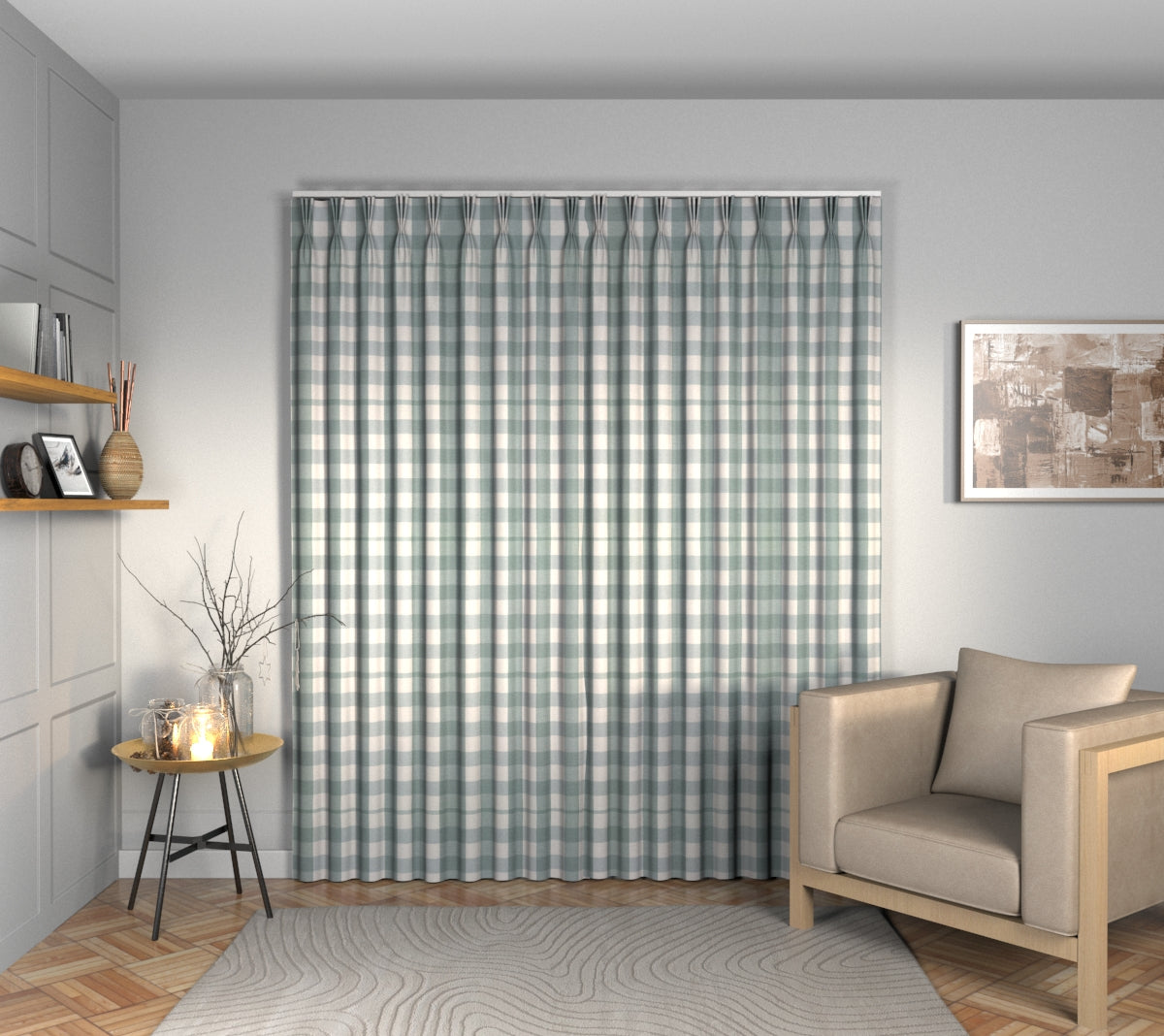 Kemble French Blue Triple Pleat Curtain
