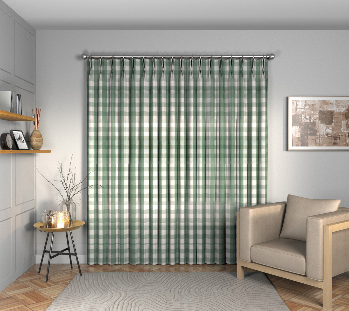 Kemble Celadon Double Pleat Curtain