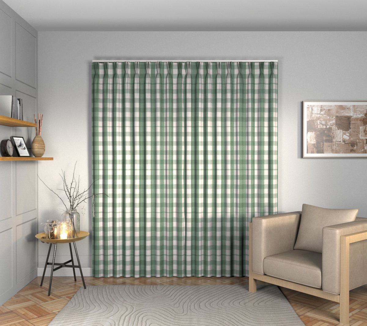 Kemble Celadon Triple Pleat Curtain
