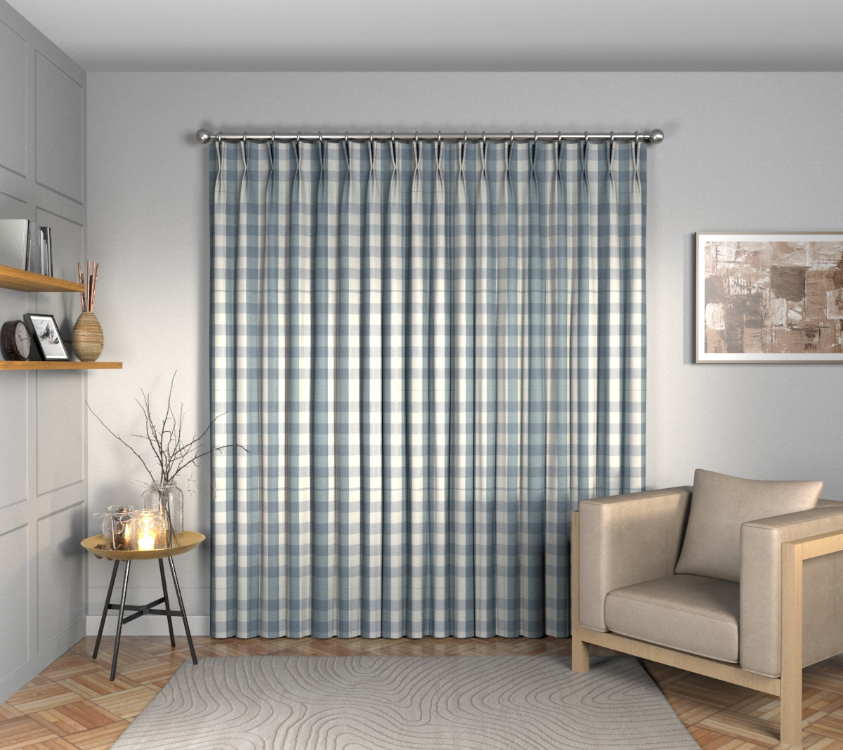 Kemble Harbour Grey Double Pleat Curtain