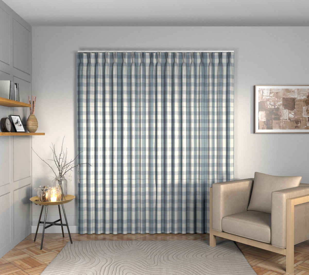 Kemble Harbour Grey Triple Pleat Curtain