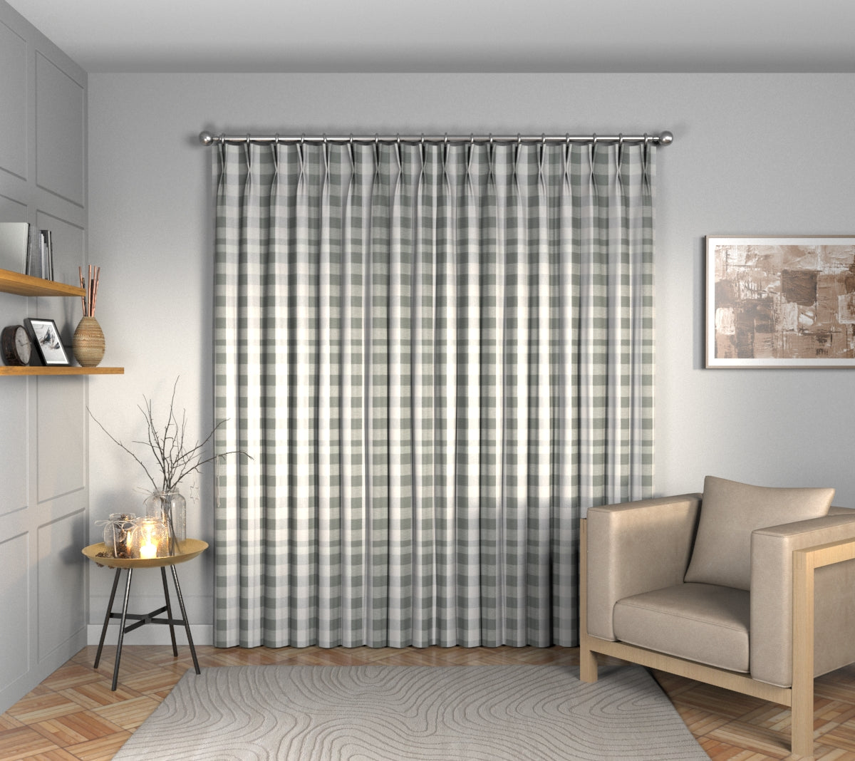 Kemble Magnesium Double Pleat Curtain