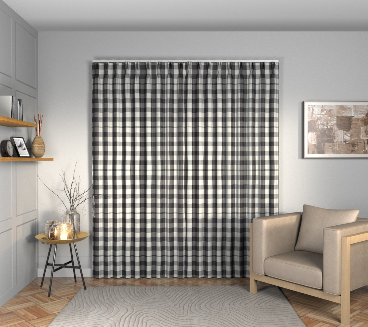 Kemble Charcoal Triple Pleat Curtain