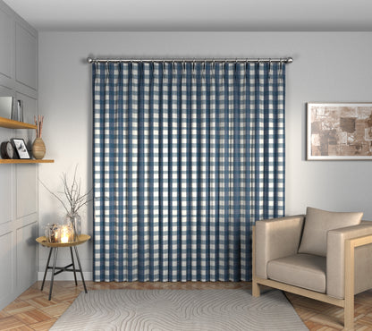 Kemble Indigo Double Pleat Curtain