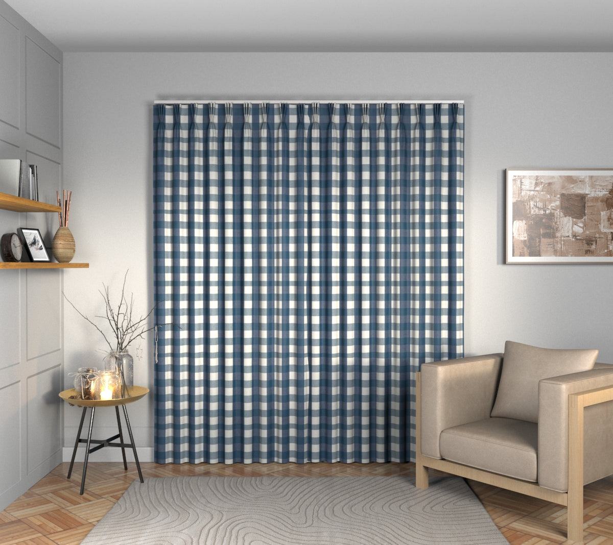 Kemble Indigo Triple Pleat Curtain