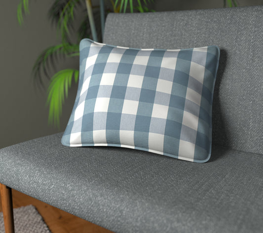 Kemble Oxford Blue Piped Cushion