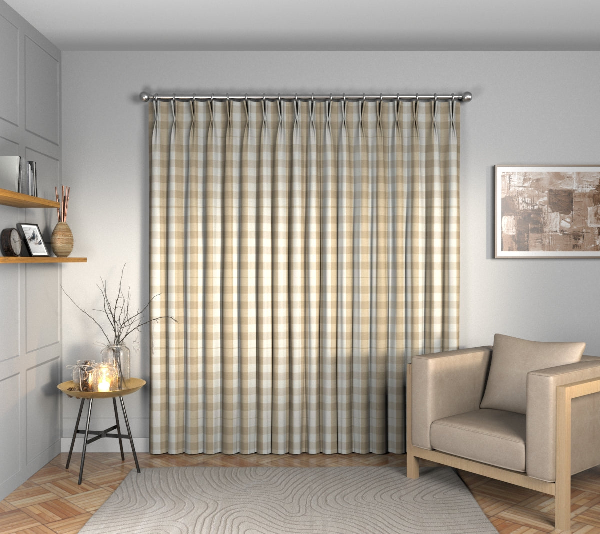 Kemble Putty Double Pleat Curtain