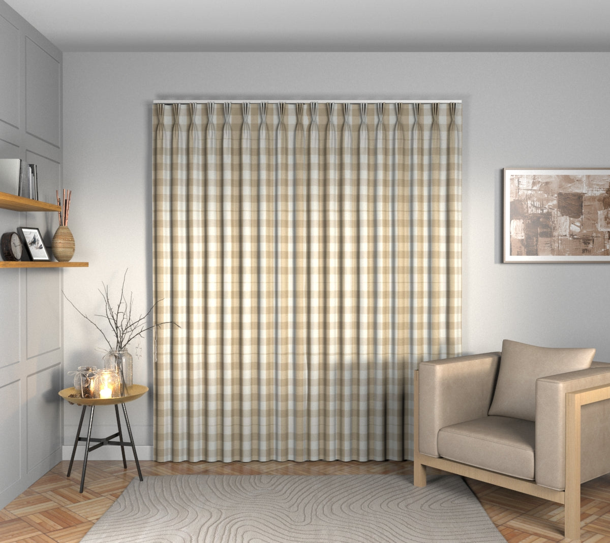 Kemble Putty Triple Pleat Curtain