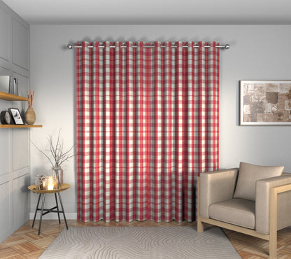 Kemble Red Tulip Eyelets Curtain