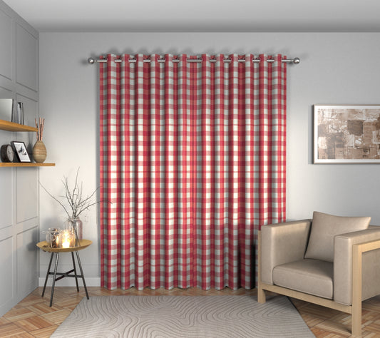 Kemble Red Tulip Eyelets Curtain