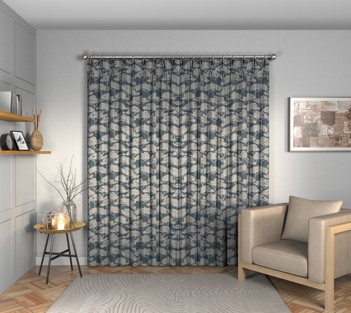 Itami Gunmetal Double Pleat Curtain
