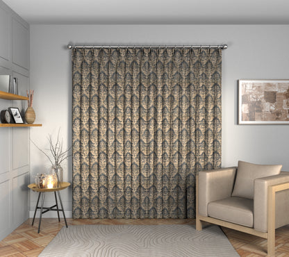 Adachi Gunmetal Double Pleat Curtain