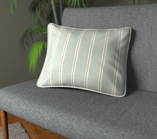 Rowing Stripe Duckegg Piped Cushion