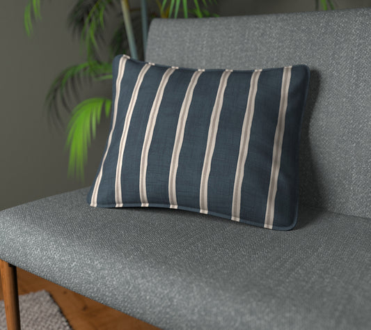 Rowing Stripe Midnight Piped Cushion
