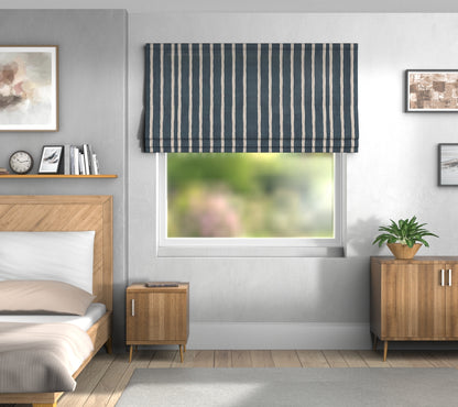 Rowing Stripe Midnight Default Roman Blind
