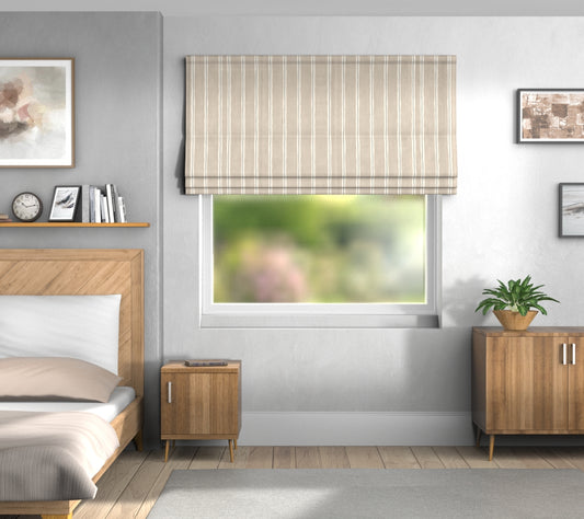 Rowing Stripe Oatmeal Default Roman Blind