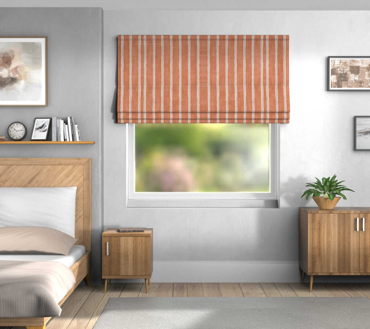 Rowing Stripe Paprika Default Roman Blind
