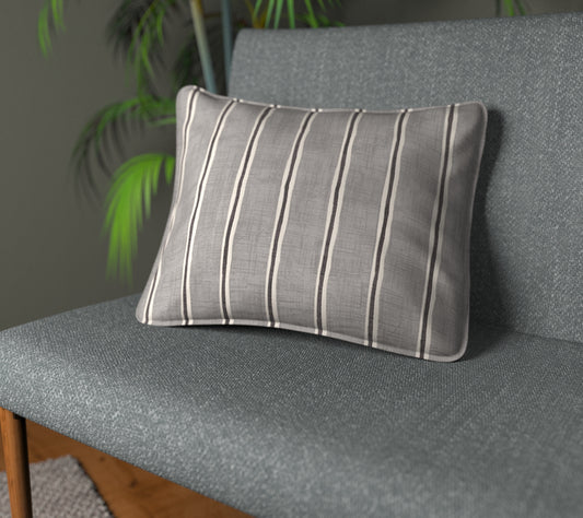 Rowing Stripe Pewter Piped Cushion