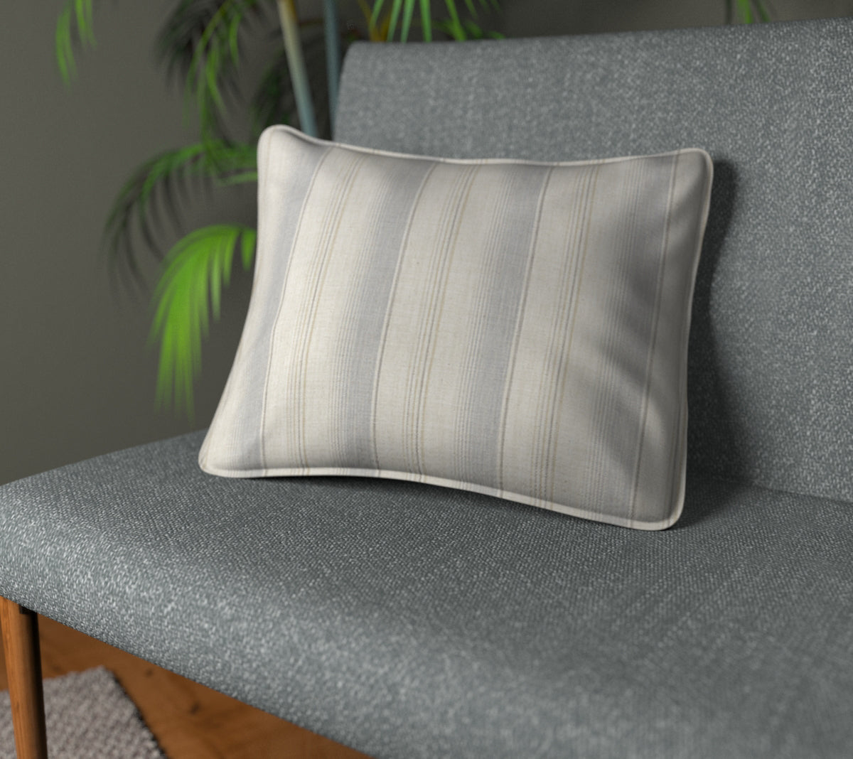 Sackville Stripe Denim Piped Cushion