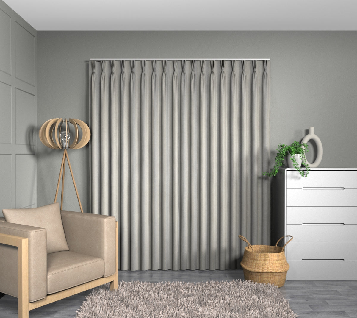 Sackville Stripe Denim Triple Pleat Curtain