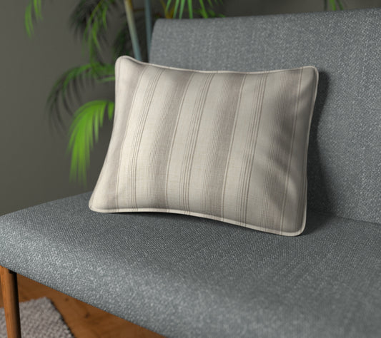 Sackville Stripe Dove Piped Cushion