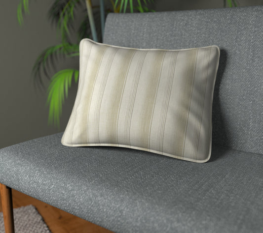 Sackville Stripe Mustard Piped Cushion