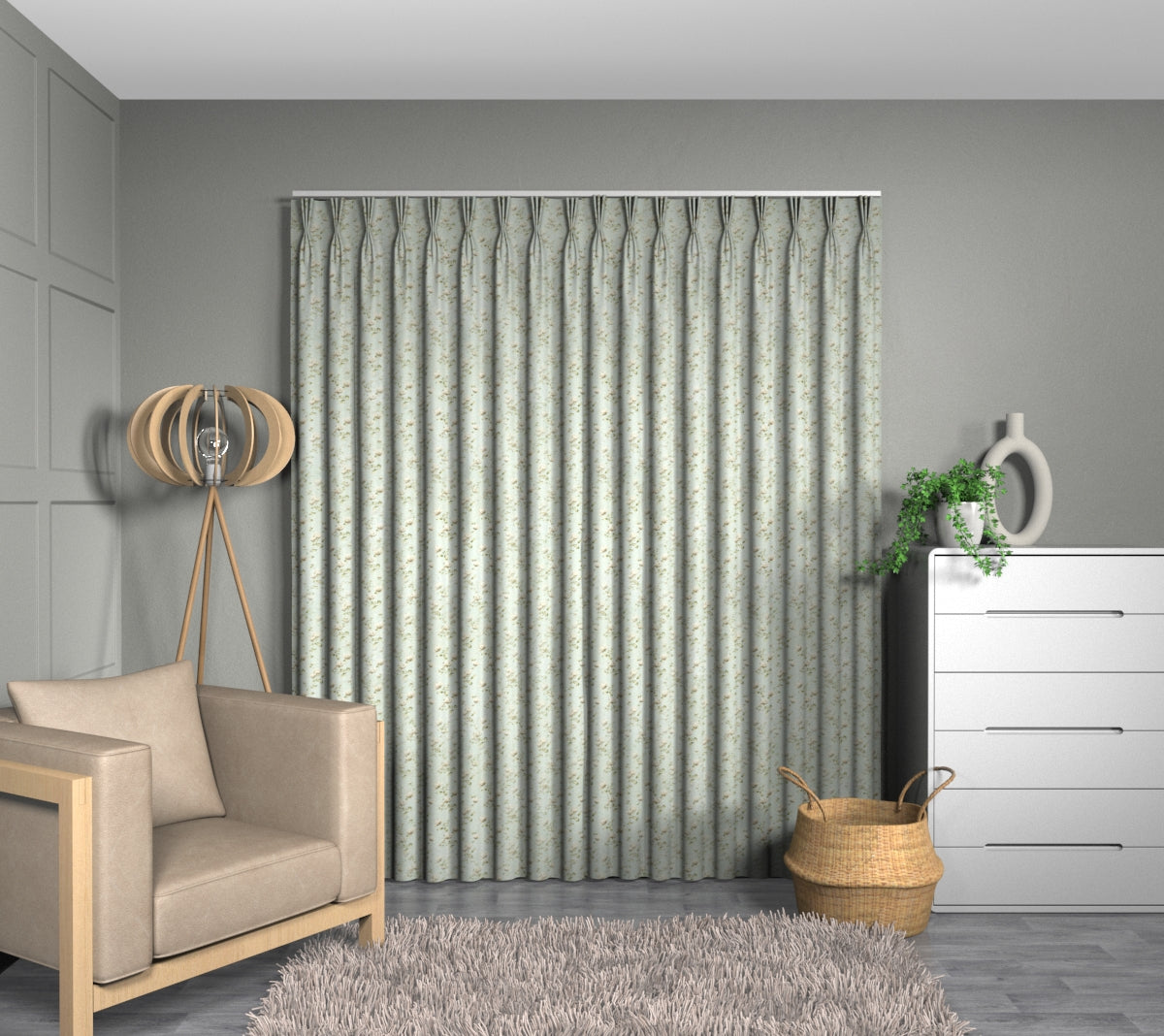 Sakura Duckegg Triple Pleat Curtain