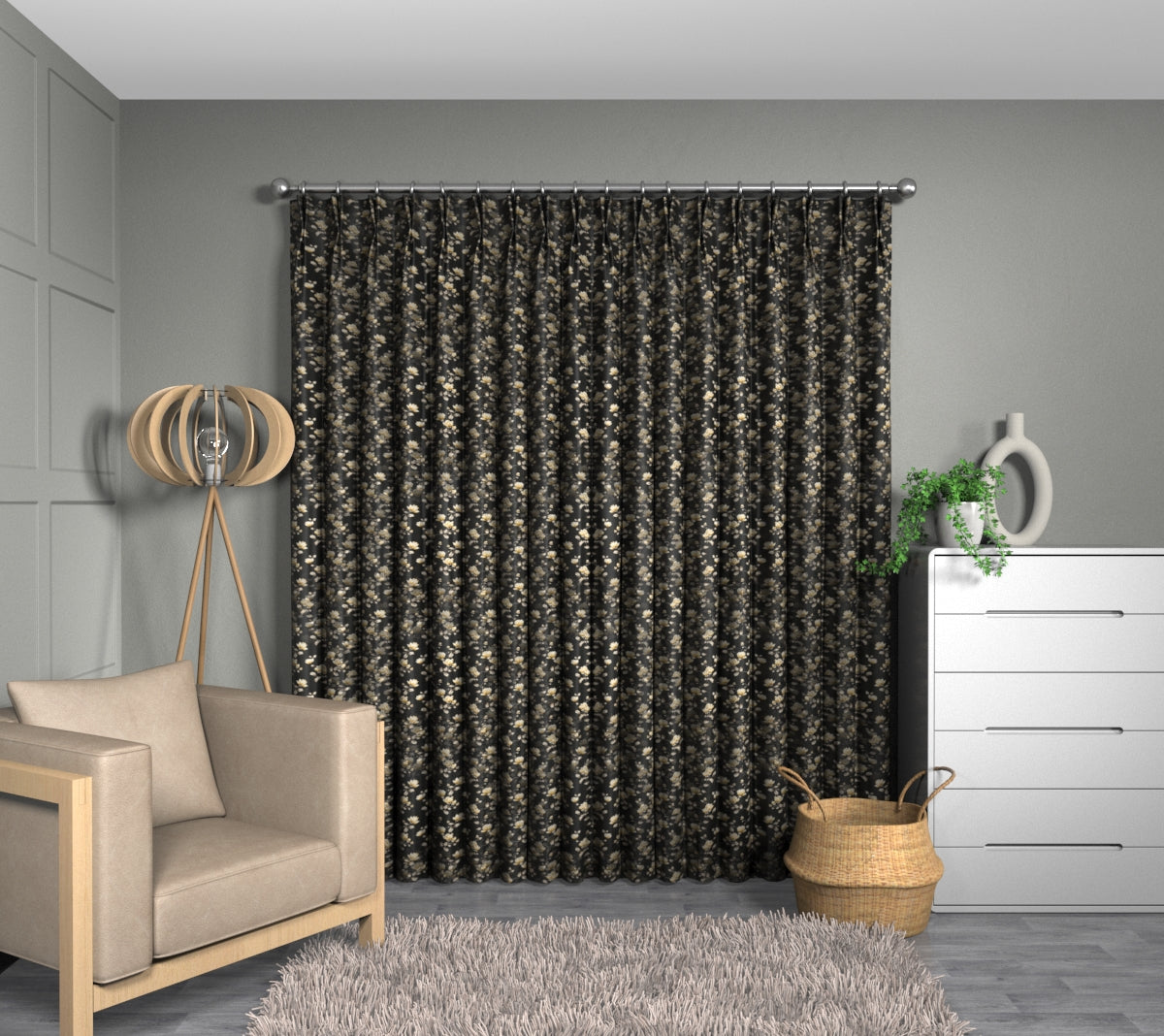 Sakura Jet Double Pleat Curtain