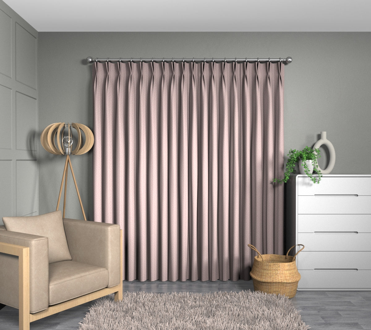 Spotty Bloom Double Pleat Curtain