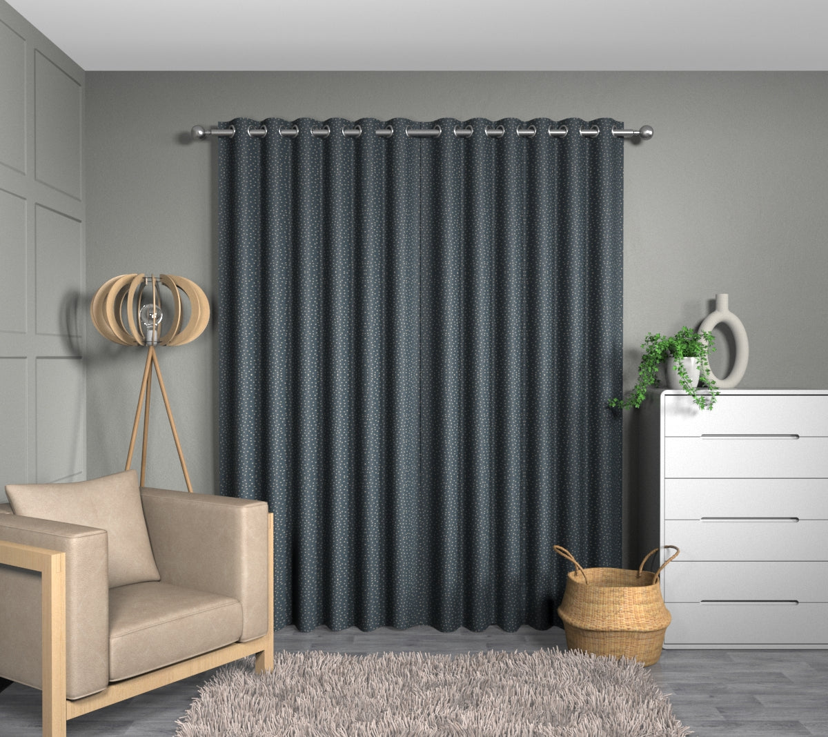 Spotty Midnight Eyelets Curtain