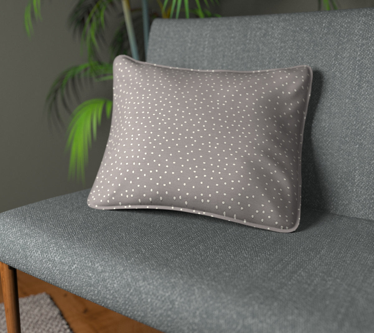 Spotty Pewter Piped Cushion