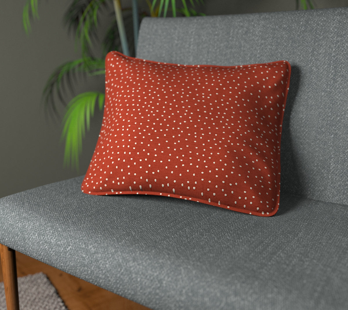 Spotty Poppy Piped Cushion